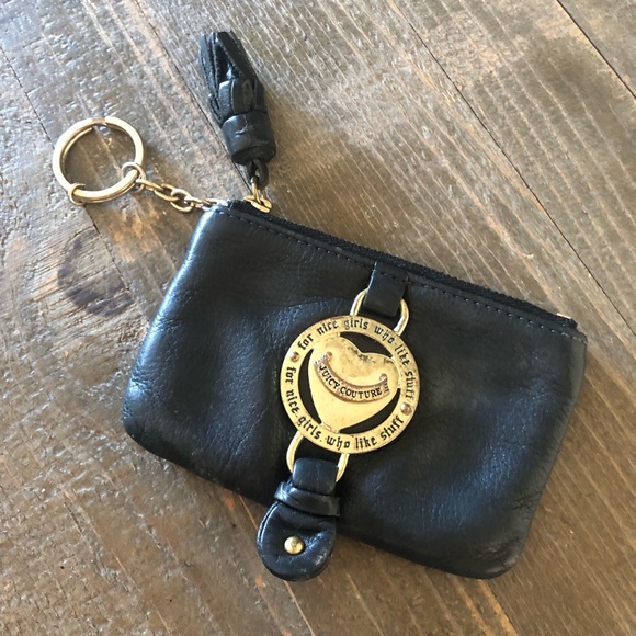 Juicy Couture Handbags - Juicy Couture Black Coin Purse with Brass Emblem & Black Tassel Leather 3"x4.75"